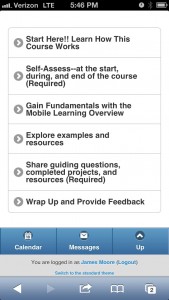 Moodle Course on iPhone
