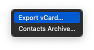 Export vCard