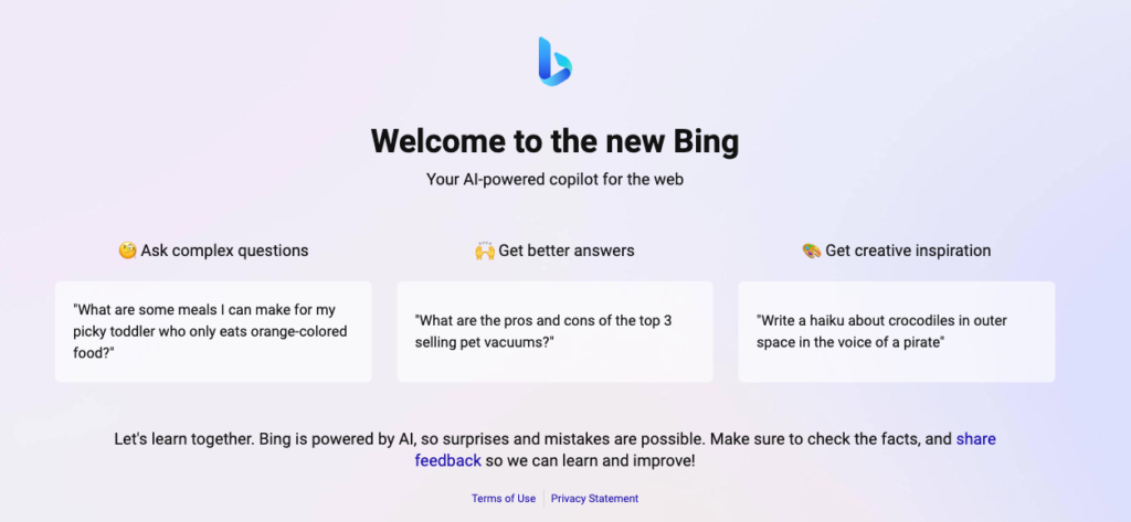 Welcome To The New Bing